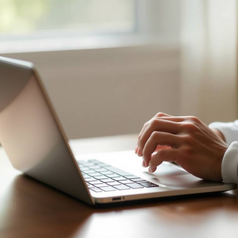 Hands typing on a laptop