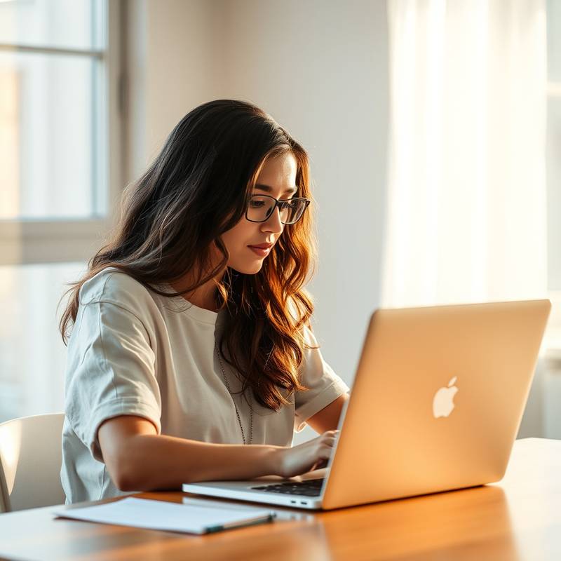 Woman working on laptop